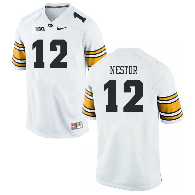Men #12 John Nestor Iowa Hawkeyes College Football Jerseys Stitched Sale-White - Click Image to Close